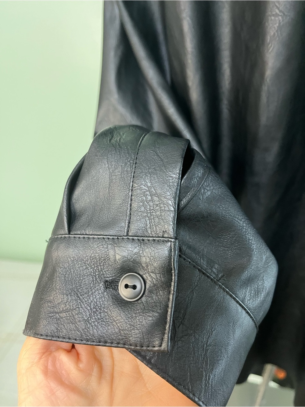 Lucky Brand Woman’s Black Faux Leather Button-Front Shirt  Size XL - Picture 8 of 11